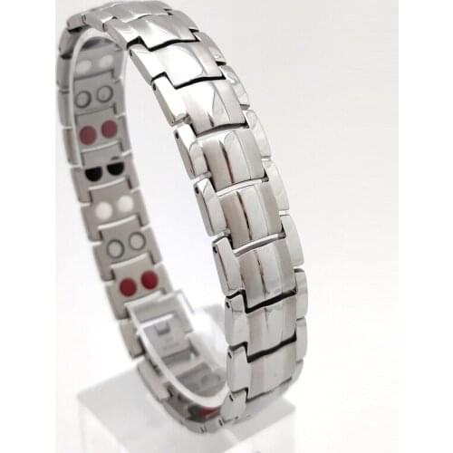 The New Fashion Bracelet Double Row 4 Elements Stainless Steel Tharepy Bracelet For Father Link Wrist Polished For Cool Men