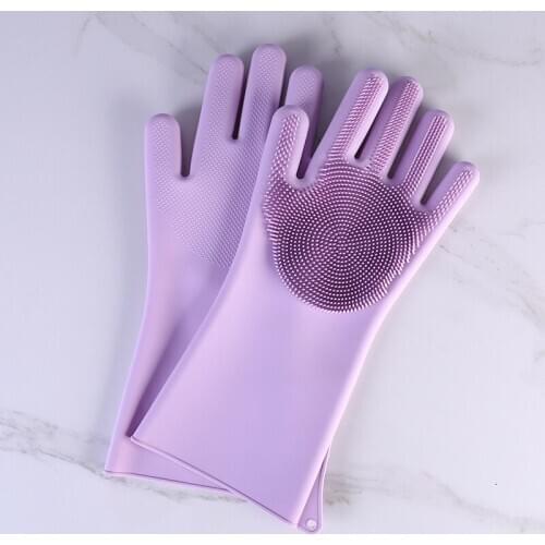 One Pair Magic Silicone Scrubber Rubber Cleaning Gloves Dusting|Dish Washing Pet Care Grooming Hair Car Insulated Kitchen Helper