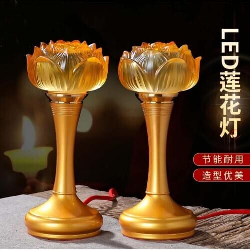 A Pair 2PCS Wholesale Buddhism supply HOME Shop temple altar Buddhist worship tool high grade crystal buddha Light 20cm tall