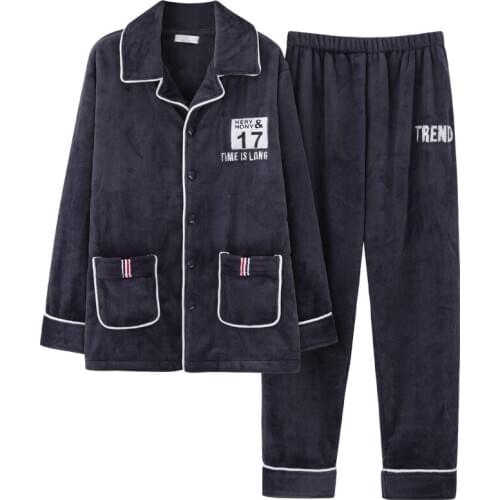 Newest Winter Thick Warm Mens Flannel Pajamas Set Long Sleeve Pijama Homme Casual Soft Plus Size M-4XL Male Coral Fleece Pyjama