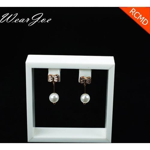 White Acrylic Earrings Jewelry Display Stand Organizer Holder Case Magnet Hanging Ear Studs Ornament Presenting Rack Showcase