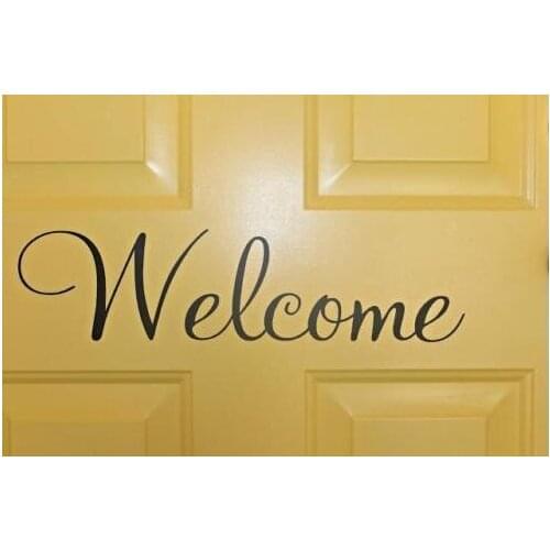 Welcome Front Door / Hall Decal Sign Sticker for Decor Office Work Unique window sticker18x6cm