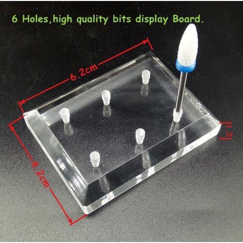 EasyNail~1PCS Clear Pretty Exhibition Stand Bits Displayer Board Nail Drill Bit Holder Professional Nail Manicure Tools 6 holes