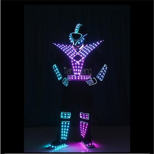 Programmable full color led robot suit stage dance costume tron RGB lighted luminous outfit team wears cosplay dress vest disco