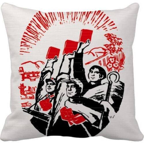 Worker Peasant Soldier Water China Throw Pillow Square Cover