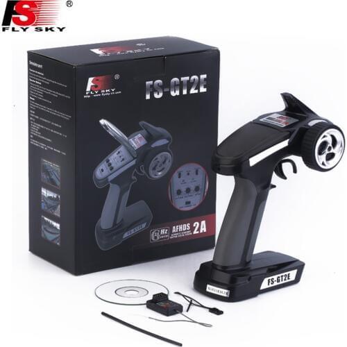 1pcs Flysky FS-GT2E AFHDS Radio System Transmitter 2 Channels 2.4G Gun Control with FS-A3 Receiver for RC Car Boat LED Display