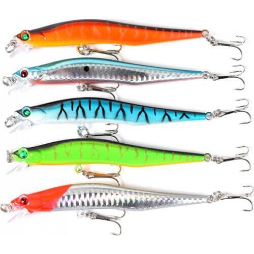 Fishing Lure 6# Hook 12cm/10g 3D Fish Eye Minnow Sound Ball Built-in Artificial Hard Bait 5 Colors Optional