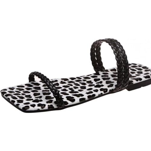 Snake Print Flat Slide Sandals Women Fashion Shoes Buckle Strap Peep Toe