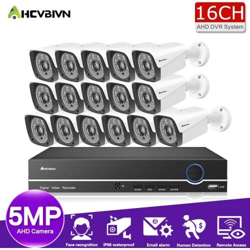 HD-TVI AHD 8/16CH 1080P 5MP DVR Kit 5MP Security Cameras System 16* 5.0MP Day Night Vision CCTV Home Security Kit with 4TB HDD