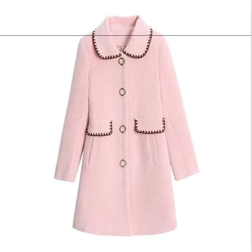 Woolen Coats Womens Clothing New 2021 Spring Womens Woolen Jackets Long Slim Big Pocket Thick Warm Pakra Female Coat White