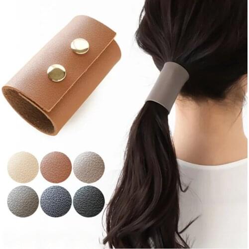 Pu Foldable Hairband Woman Ponytail Holder Stretch Ponytail Headband Hair Ornaments Hairpins For Hairstyles Hair Styling Tools