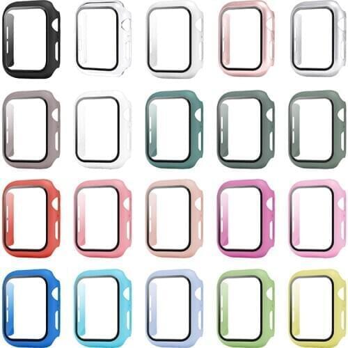 Glass+case For Apple Watch serie 6 5 4 3 SE 44mm 40mm iWatch Case 42mm 38mm bumper Screen Protector+cover apple watch Accessorie