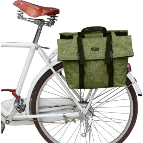 Tourbon Retro Nylon Double Bicycle Pannier Bike Saddle Bags Motorcycle Tail Seat Rear Rack Trunk Shoulder Bag Waterproof