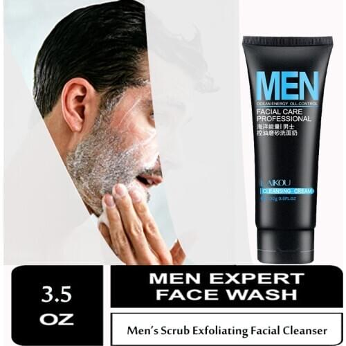 Mens Deep Pore Moisture Daily Face Wash, Scrub Exfoliating with Deep Pore Cleansing for Dirt and Makeup Removal From Oily Skin