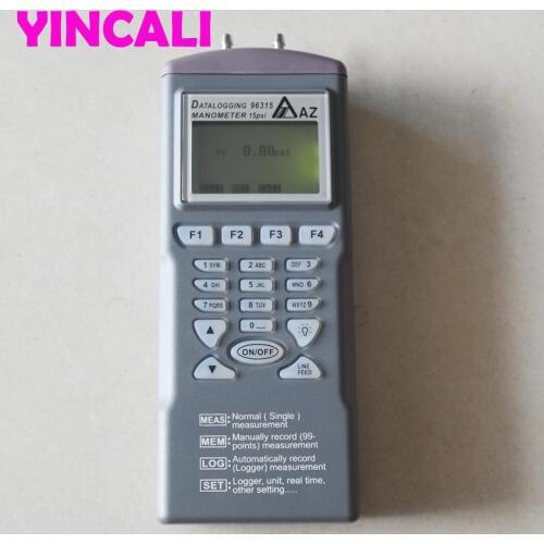 High Precision Datalogging Digital Manometer AZ96315 Differential Pressure Datalogger Measuring Device Air Pressure Gauge 15 psi