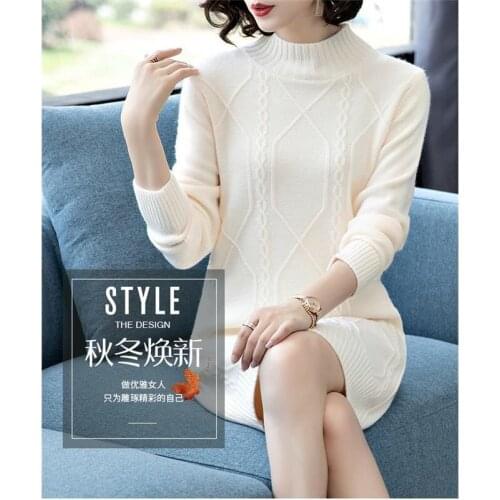 Woman Sweaters Pullover Woolen Skirt Loose Plus Size Winter Skirt Womens Knitwear Dress Femme Chandails