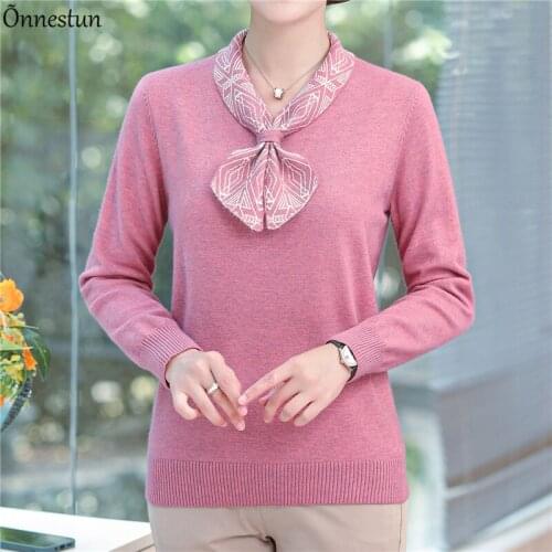 Bow O Neck Sweater Women New Autumn Spring Pullover Long Sleeve Top Femme Women Clothing Sweaters For Women