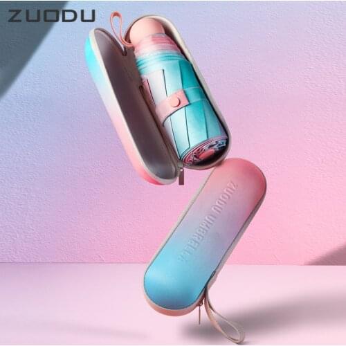 ZUODU Mini Pocket Ladies Parasol UV Protection Folding Women Cute Umbrella Sun Rain Small Pill Windproof Travel Umbrella G5G