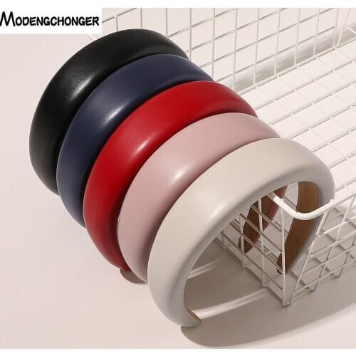 1PC New Fashion Bohemia Solid Colors Thicken Padded Headband Bezel Retro Turban Women Hairbands Girls Hair Accessories Headwear