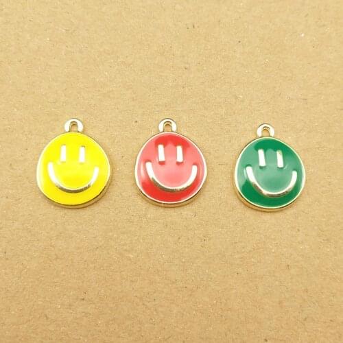 10pcs 12x15mm enamel smile face charm for jewelry making and crafting fashion earring pendant bracelet necklace charms