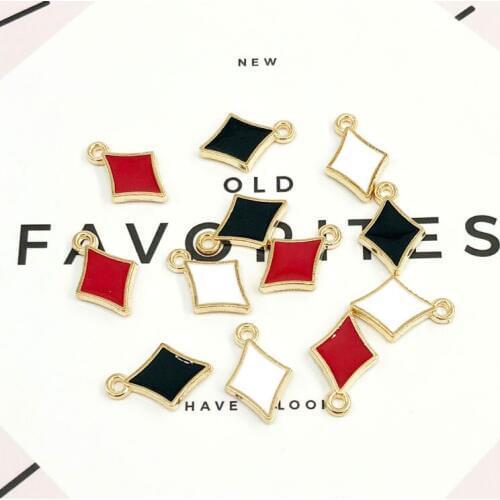 10pcs/pack Mini Cubes Enamel Charms Pendant Earring Bracelet Finding Drop Oil Rhombus Metal Charms DIY Jewelry Accessory YZ213