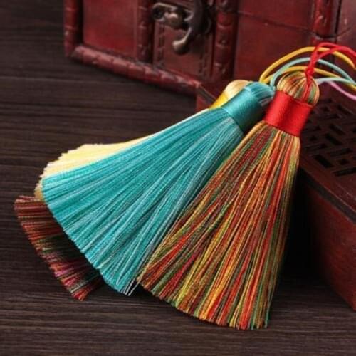 DIY 2pcs Rayon Tassel Pendants Gradient colour Trim Key Chian Jewelry Making 8cm