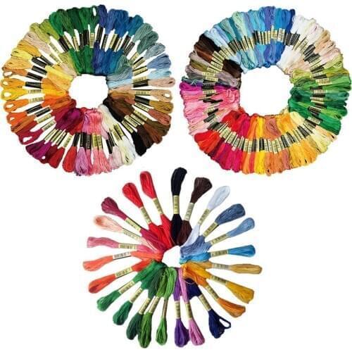 24/50/100Pcs Embroidery Thread Cross Stitch Cotton DIY Floss Skeins Sewing Tools