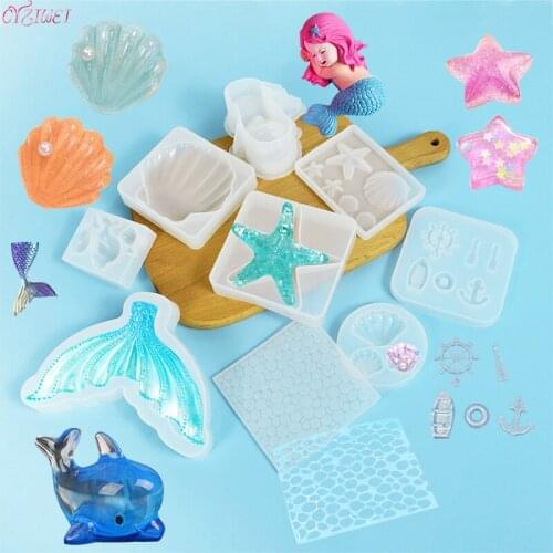 3D Mermaid Tail Starfish Shell Dolphin Silicone Cake Mold Fondant Soap Mould Cake Decorating Baking Tools Jewelry Craft DIY Tool