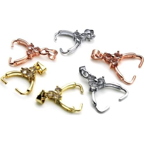 5pcs/lot Gold Silver Copper Pendant Pinch Charm Bail Clasps Necklace Hooks Bead Clips Connector DIY Jewelry Findings Accessories
