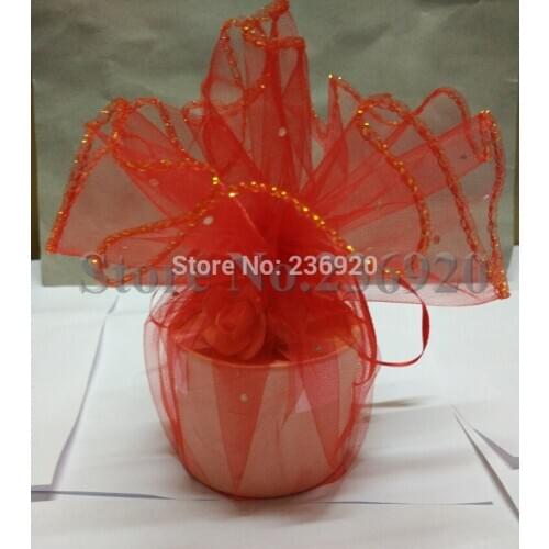 50pcs/lot 42cm(outer size) Beautiful Wedding Supplier Yarn Candy Bag Wedding Favor Gift Sequin Round Bag
