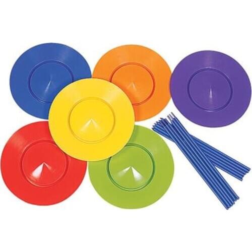 6 Set Juggling Spinning Plates Sticks Turntable Acrobatic Performance Supplies