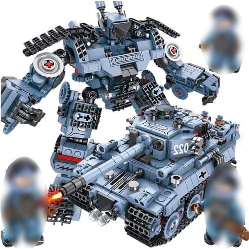 Military Deformation Robot Tank 2in1 Model Bricks Building Blocks Toys for Children Gifts 827Pcs