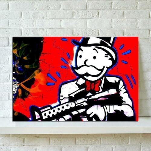 Alec Monopolys Gun Abstract Wall Art Oil Painting Poster Canvas Painting Print Pictures for Living Room Home Decor
