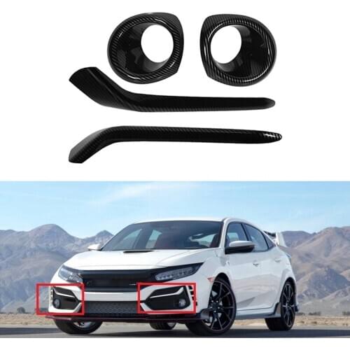 AU04 -for Honda Civic Hatchback 2020-2021 Car Carbon Fiber Front Fog Light Eyebrow Fog Lamp Cover Trim Molding Bezel Garnish