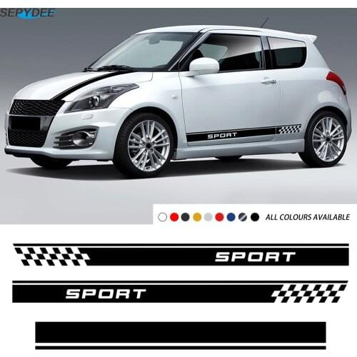 Car Styling Body Door Side Stripes Skirt Stickers Auto Hood Cover Bonnet Racing Sport Kit Decal For Suzuki Swift Car Accessories