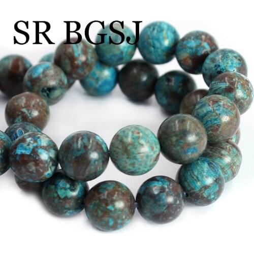 Free Shipping 4-12mm Round Chrysocolla Loose Gems Stone Jewelry Findings DIY Beads Strand 15"