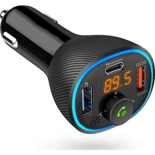 Bluetooth Transmitter for Car,Quick Charge 3.0 Wireless Audio Adapter Dual USB with Siri&Google Assistant Voice Control