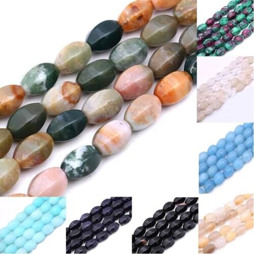10*14mm Natural Stone Colorful Agate Crystal Sandstone Barrel-shaped Loose Beads for Jewelry Making DIY Bracelet Necklace 15"