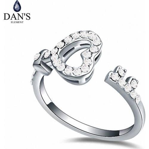DANS ELEMENT 6 Colors Real Austrian Crystals Romantic Fashion Heart Rings For Women Gift 108702 engagement wedding