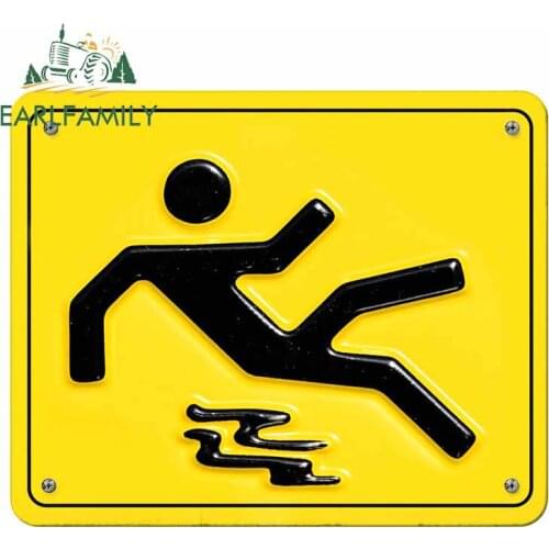 EARLFAMILY 13cm x 10.4cm For Beware of Slipping Warning Sign Car Bumper Stickers Car Accessories Decal Vinyl Material Decor