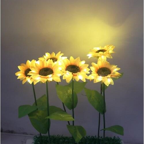 Solar Powered Sunflower Light waterproof Outdoor Solar Flower garden light For Landscape Lawn Path Lighting Decoration