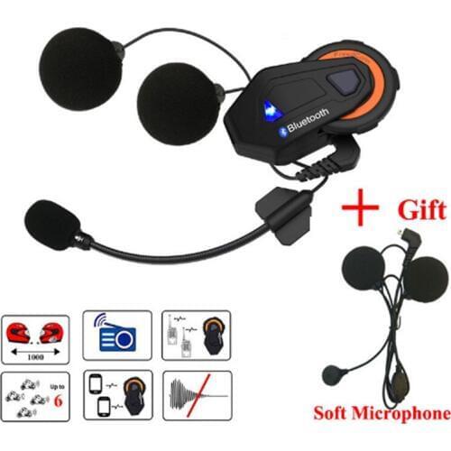New Freedconn T-Max Motorcycle Helmet Bluetooth Intercom Headset 6 Riders Group Talking FM intercomunicador moto + Soft Earpiece