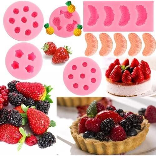 Hot sale 1 blueberry pineapple fruit silicone mixed fondant cake mold chocolate mold plaster silicone mold decoration
