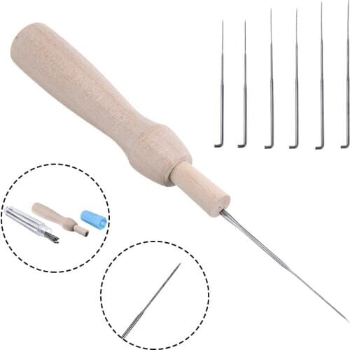 6Pcs Mixed Felting Needles Wool Felt Tools S/M/L Each Size Felt Needles with Needles Bottle & Wooden Handle DIY Sewing Package