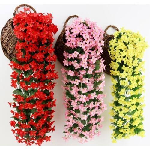 2Pcs Creative Artificial Flower Rattan Faux Plants Wedding Home Wall Hanging Festival Decoration
