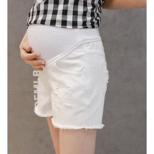 2021 Summer Pregnant Women Shorts Maternity Jeans Casual Shorts Ripped Raw Edges Pregnant Women Belly Lift Pants
