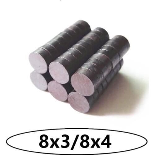 20 50pcs/Lot 8x3mm 8x4mm Black Small Round Magnet Fridge Ferrite Magnet Permanent Magnet Round Speaker Magnet