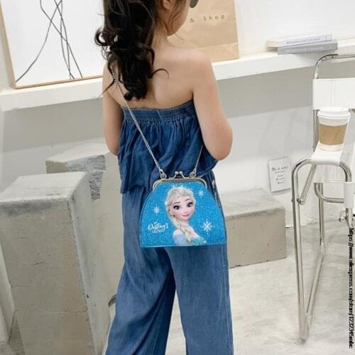 Disney Frozen Elsa Fashion Circular Shoulder Bag Cartoon Beads Famous Crossbody Bag Female Brand Handbag Ladies messenger bag