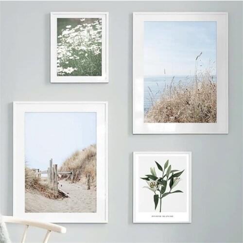 Sea Grass Reed Peony Blanche Plant Flower Nordic Posters And Prints Wall Art Canvas Painting Wall Pictures For Living Room Decor