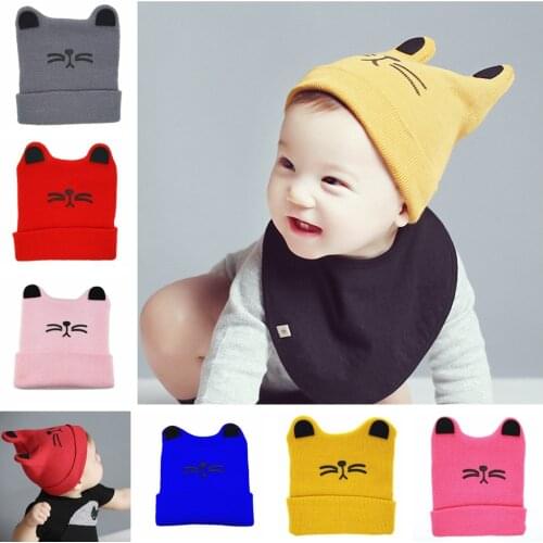 Brand New Soft Cute Cat Infant Toddler Baby Winter Warm Crochet Knit Hat Beanie Lovely Bunny Ear Cotton Cap Clothing Accessories